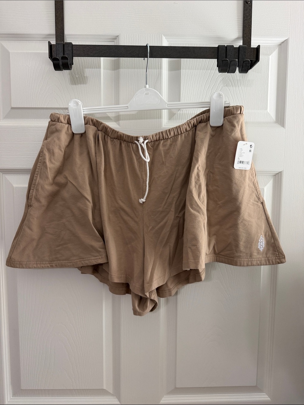 Free People Relaxed Tan Drawstring Shorts Womens xl NEW!!